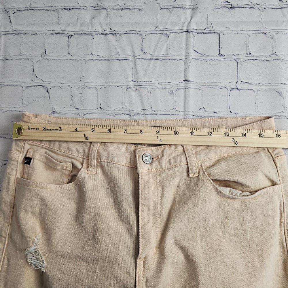 KanCan Womens Peach Distressed Skinny Jeans Raw Hem‎ Size 13 30 - Picture 7 of 9